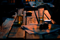 Dog & Duck Pub outdoor tables at sunset, 2007